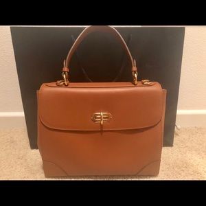 Ralph Lauren Leather Handbag Brown Gold